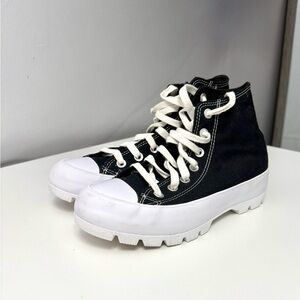 Converse Black Canvas High-Tops with White Accents